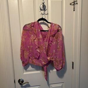 Lush Pink Wrap Blouse